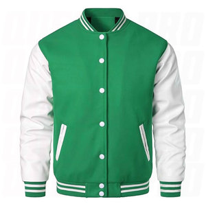 Chaqueta Varsity para Hombre, Chaqueta Letterman con Mangas de Cuero Sintético, Chaqueta de Béisbol Universitaria para Chico, Chaqueta Bomber Deportiva Clásica, Ropa Urbana - Product Image 1