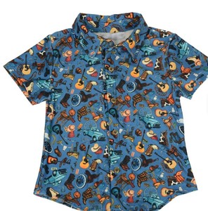 Casual Kids Short Sleeve Shirt With Geometric Print And <b>Feathers</b> Pattern Turn Down Collar Regular Fit Boys <b>Tops</b> - Product Image 5