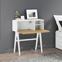Escritorio de Estudio de Madera Duradero y Minimalista LUOOMA con Gabinete de Almacenamiento Modelo 123015 para Dormitorio, Sala de Estar o SOHO