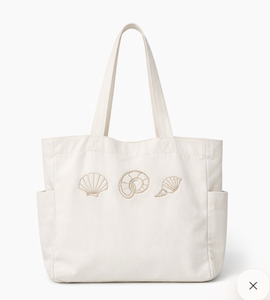 Sacs fourre-tout publicitaires pliables en toile de coton personnalisés avec motif brodé pour femmes, sacs de plage et de shopping à bandoulière - Product Image 1