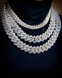 Hot Sale Moissanite Silver <b>Iced</b> <b>Out</b> Cuban <b>Chain</b> Necklace Gold and Silver Finish Luxury Fashion Party Jewelry for Gift Use - Product Image 4