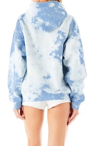 Sudadera con capucha extragrande personalizada para mujer, azul tie-dye con nubes, de algodón French Terry, con bolsillo canguro, al por mayor OEM - Product Image 5