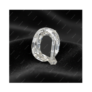 Boucles d'oreilles en argent sterling 925 plaqué or fin avec diamant de laboratoire certifié GIA IGI DEF VVS VS, lettre initiale Q, cadeau pour lui ou elle - Product Image 1