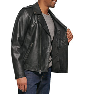 Veste de motard asymétrique en cuir véritable noir pour homme MICAH CORPORATION, style punk classique, coupe ajustée, fermeture éclair - Product Image 6