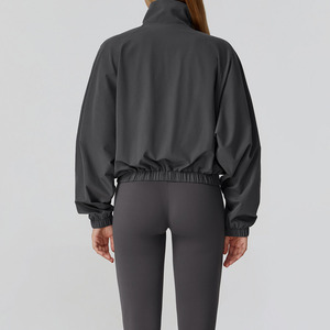 Long Sleeve Yoga <b>Jacket</b> for Women Full Zip up Lightweight Nylon Spandex Blend Skinny Fit Breathable <b>Workout</b> Training Front Logo - Product Image 2