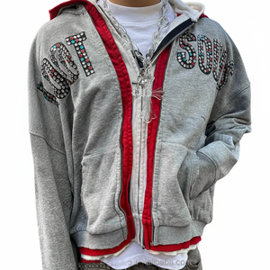Sweat à capuche double à fermeture éclair avec strass, tendance et très demandé pour l'hiver, fabriqué en usine, prix abordable pour hommes - Product Image 3