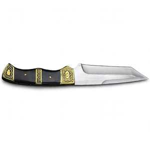 Satin finish high carbon steel prep <b>tool</b> with modified hollow-ground blade <b>profile</b> and Contoured Dark Wood or Composite Scales - Product Image 5