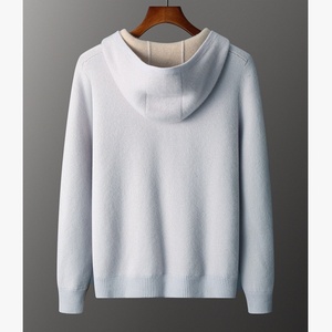 เสื้อสเวตเชิ้ตผู้ชายแบบมีฮู้ดทรงโอเวอร์ไซส์ ซิปหน้า สีเทาล้วน สวมใส่สบายๆ สำหรับฤดูใบไม้ร่วง ทรงปกติ แขนยาว ผ้าไม่เป็นขุย - Product Image 4