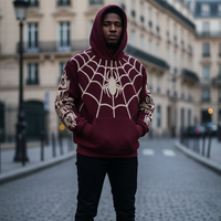 Sweat à capuche d'hiver de luxe avec broderie araignée, impression par sublimation, couleur dégradée, streetwear personnalisé, coupe unisexe classique