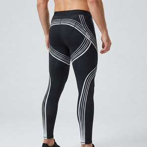 Men <b>Compression</b> <b>Leggings</b> Stretch Fit Fabric Athletic Workout Training Running Gym Fitness Sports Tights Moisture Control <b>Legging</b> - Product Image 6