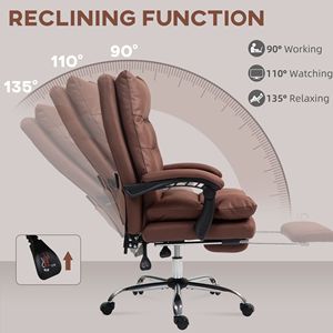 Microfiber Heated Reclining Office Chair with Swivel Wheels Double Tier Padding and <b>Footrest</b> in Coffee Color - Product Image 6