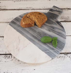 Planche à découper en marbre de qualité supérieure, planche à découper en pierre noire et blanche, élégante pour la cuisine, bloc de découpe parfait - Product Image 1