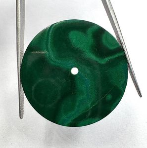 A K <b>Gems</b> Natural Malachite Watch Dial GMC-1016W31.50 mm Round One Sided Polished Watch <b>Face</b> - Product Image 5