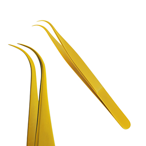 Pinzas para Pestañas Stahlmann Pro de Alta Calidad con Logotipo Personalizado, Acero Inoxidable Dorado de 11.5 cm, Punta Lisa y Dentada para Pestañas - Product Image 2