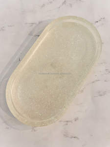 Quality Best Polished Resin Tray With Golden <b>Foil</b> Custom Size Serving Tray for Oval Shape Home <b>Kitchen</b> and Tabletop - Product Image 6