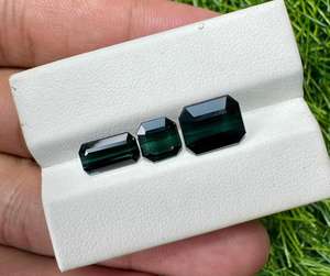 Turmalina verde profunda natural, piedras preciosas sueltas de corte octogonal largo tipo tijera para la fabricación de joyas, alta calidad - Product Image 4