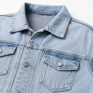 Chaqueta de Mezclilla Azul Claro Lavada Personalizada para Hombre, Chaqueta Vaquera Clásica Estilo Trucker, Ropa Casual Urbana, Fabricante OEM ODM - Product Image 6