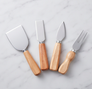 Matte Wooden Handle Cheese <b>Knives</b> Set Silver Touch Stainless Steel With Cheese <b>Spreader</b> Ideal For Kitchenware - Product Image 1