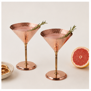 Wholesale Eco-Friendly Solid <b>Copper</b> Martini Glasses Hammered Metal Barware Drinking <b>Cup</b> Shatterproof Vintage Wine Goblets - Product Image 4