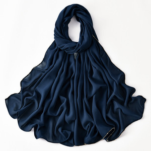 Voile en mousseline à chaîne, couleur unie, simple, pour femme, accessoire de mode musulmane, très populaire et en vogue - Product Image 2