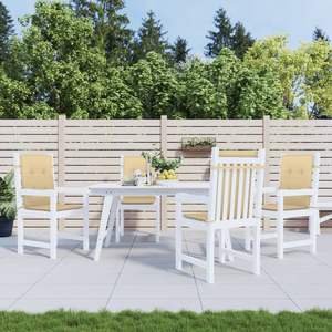 Ensemble de 4 coussins de chaise d'extérieur en polyester 100% beige mélangé, dossier bas, design élégant - Product Image 3