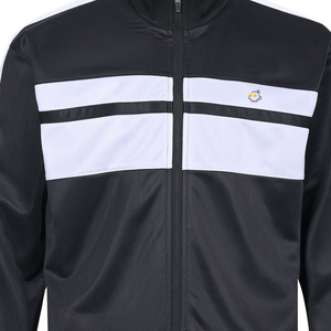 <b>Men's</b> Black <b>White</b> Color Block Tracksuit <b>Jacket</b> Full Zip Stand Collar Side Pockets Sporty Style Autumn Wear Regular Fit - Product Image 2