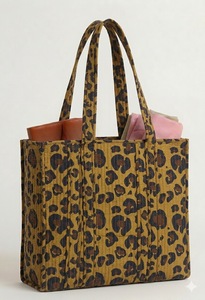 กระเป๋าผ้าฝ้ายพิมพ์ลายบล็อกอินเดีย กระเป๋าช้อปปิ้งลายดอกไม้เย็บติดกัน กระเป๋าสะพายไหล่แฟชั่นผู้หญิงทำมือ - Product Image 3