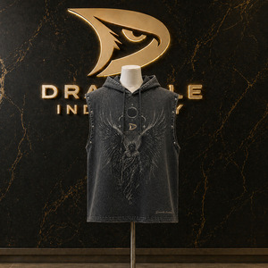 Camiseta sin mangas con capucha para hombre, estilo oversize, lavado ácido, Y2K Grunge High Street, 100% algodón, estampada - Product Image 1