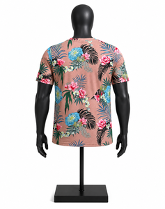 Camiseta con Estampado Floral Personalizada para Hombre, Venta al por Mayor, Manga Corta, Cuello Redondo, Informal, Verano, Estampado Tropical Hawaiano, Fabricante OEM - Product Image 2