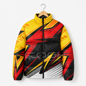 Cosh International Men's Varsity Puffer Jacket Custom Logo Sustainable Fabric Waterproof Fleece Winter <b>Coat</b> - Product Image 4