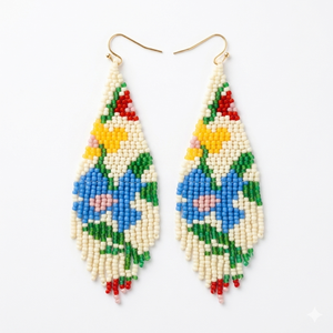 Pendientes de cuentas con diseño floral creativo, hechos a mano, estilo bohemio para mujer – Joyería ligera y a la moda para fiestas y uso diario - Product Image 1