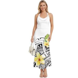 Robes polynésiennes pour femmes, robes maxi moulantes sexy à col halter hawaïennes - Product Image 1