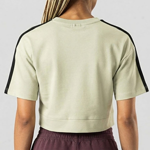 Custom Made 100% Cotton 180 Grams Lightweight Women's Breathable Drop Shoulder Summer Wear Crop <b>Top</b> Fit T-shirt For Women - Product Image 6