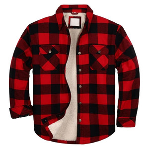 Veste en flanelle de coton pour homme, doublée en sherpa, matelassée, à manches longues, à carreaux, avec boutons pression, à capuche - Product Image 4