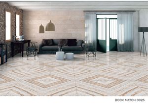Azulejos de Cerámica con Efecto Mármol de Lujo, 600x1200mm, Sin Juntas, Acabado Brillante, para Recepción de Hotel, Vestíbulo Corporativo, Paredes Interiores - Product Image 5