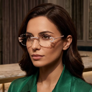 VVS Moissanite Diamond <b>Rimless</b> Photochromic <b>Sunglasses</b> 925 Sterling Silver Lightweight Hip Hop Luxury Statement - Product Image 1