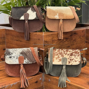 Nouveau Designer à la mode femmes luxe en cuir de daim véritable gland bandoulière sac de messager pour femmes sacs à main à bandoulière en peau de vache - Product Image 5