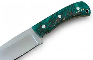 Cuchillo utilitario de hoja fija hecho a mano con mango de resina verde en forma de piña, herramienta para cortar de acero inoxidable. - Product Image 4