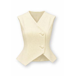 Trajes Cortos Elegantes de Poliéster Amarillo para Mujer, Chaleco Asimétrico con Cuello en V, Chaleco de Oficina a Medida, Diseño Personalizado ODM OEM - Product Image 5