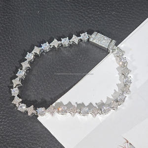 กำไลข้อมือโฮโลแกรมรูปดาวประดับเพชรโมอิสซาไนต์แบบไมโครเพฟ เงินแท้ 925 ของขวัญส่วนตัวสำหรับเขาและเธอ เครื่องประดับฮิปฮอป - Product Image 1