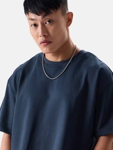 Camiseta Extra Grande para Hombre, Color Azul Marino Oscuro, 100% Algodón, Cuello Redondo, Estilo Casual Urbano, Corte Regular, Servicio OEM de Marca Privada Personalizada, Diseño ODM - Product Image 6