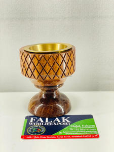 Nouveauté : Brûleur à Bakhoor en bois naturel artisanal avec forme métallique, encens traditionnel en bois de santal de Falak World Export - Product Image 5