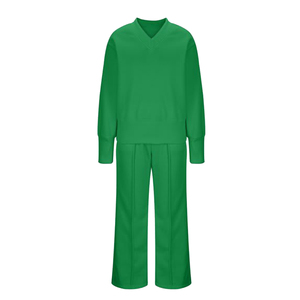 Chándal Deportivo Verde Unisex de Manga Larga con Cuello Redondo, Cierre con Cordón, Color Sólido, Ropa Casual Transpirable de Poliéster - Product Image 1