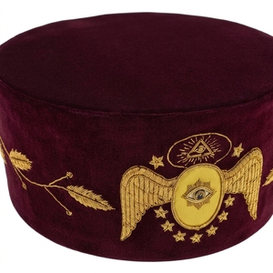 Casquette de Réglementation Française du 95e Degré de Memphis Misraim, en Velours Bordeaux, Broderie à la Main, Durable, à Prix Abordable, pour Insignes Maçonniques - Product Image 6