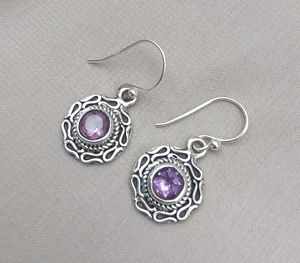 ต่างหูอเมทิสต์เงินแท้ 925 ชุบทอง ได้รับการรับรองจาก IGI ดีไซน์ลายวนแบบโบโฮ งานแฮนด์เมด เหมาะสำหรับงานปาร์ตี้ ของขวัญวันครบรอบ - Product Image 3