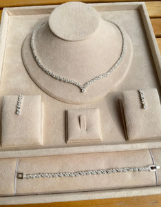 Conjunto de Collar, Pendientes y Pulsera de Diamantes Cultivados en Laboratorio, Joyería de Cobre Chapada en Oro de 14K para Regalo de Boda para Mujer - Product Image 3