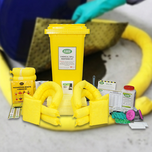 ชุดอุปกรณ์ดูดซับสารเคมี 240 ลิตร พร้อมถังล้อเลื่อน ชุดดูดซับสารเคมีเคลื่อนที่สำหรับงานหนัก สำหรับของเหลวเคมีอันตราย ความปลอดภัยในอุตสาหกรรม - Product Image 1