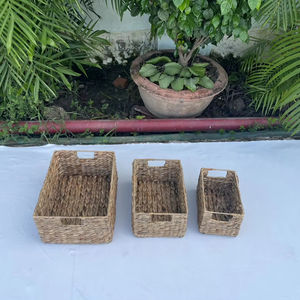 Juego de 3 Cestas Ecológicas con Estructura de Hierro, Tejidas a Mano con Mimbre y Jacinto de Agua - Product Image 4