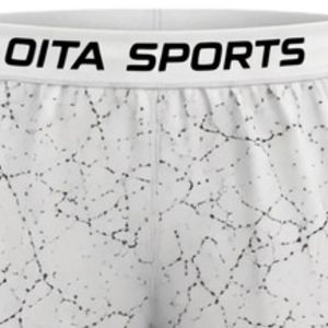 Shorts de sport imprimés blancs et noirs à pois avec ceinture élastique, légers, respirants, pour la gym, le fitness et l'entraînement - Product Image 3
