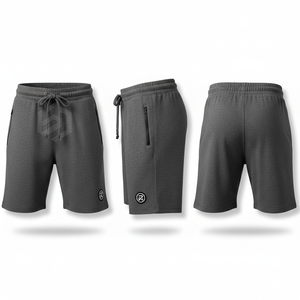 Men's <b>Shorts</b> Mid Waist Drawstring Bermuda <b>Shorts</b> Solid Color Casual Wear with <b>Zipper</b> Pockets Breathable Knitted Fabric - Product Image 6